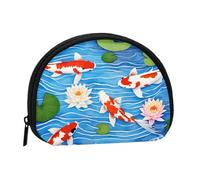 Japanese Fish Print Printed Mini Coin Purse with Zipper â€“ Small Wallet for Women & Men, Compact Travel Money Organizer