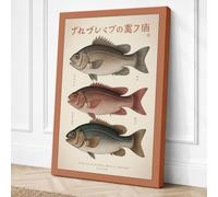 Japanese Fish Studies Japandi Canvas Wall Art Print 18x12 Inch