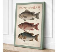 Japanese Fish Studies Japandi Canvas Wall Art Print 24x16 Inch