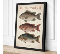 Japanese Fish Studies Japandi Canvas Wall Art Print 30x20 Inch