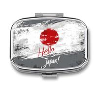 Japanese Flag Hello Japan Travel Pill Organizer with Mirror