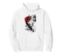 Japanese Flag Koi Fish Haiku Ukyio-e Sumi-e Japan Graphic Pullover Hoodie