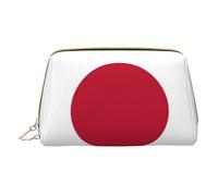 Japanese Flag Leather Hand-Held Zipper Makeup Bag Storage Bag for Miscellaneous Items Pen Case