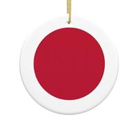 Japanese flag Print Christmas Tree Ornament Xmas Ceramic Round Hanging for Festive Home Shops Decor