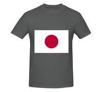 Japanese Flag Print Men's Basic O-Neck Cotton T-Shirts - Novelty Short Sleeve Graphic Tees - Everyday Style Deep Heather