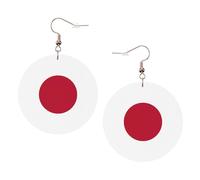 Japanese Flag Printed Round Earrings For Women, 1 Pair Lightweight Leather Pierced Earrings Set Trendy Jewelry Gifts For Women Girls