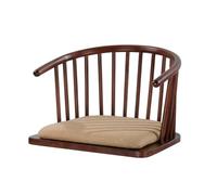 Japanese Floor Chair with Back Support, Legless Design, Solid Wood Armchair with Cotton Linen Seat Pad for Living Room or Tea Room