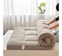 Japanese Floor Futon Mattress Thick & Foldable Portable Camping Bed Breathable Fabric Sofa Mat Easy Storage Style Café Color 120x200cm