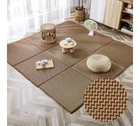 Japanese Floor Mat 6PCS Foldable Non Slip Futon Mattress for Living Room & Bedroom Rattan Area Rug with Storage Bag Ideal Crawling Playmat (Pattern C 65cm x 65cm)