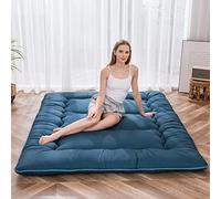 Japanese Floor Mattress Futon Mattress, Thicken Tatami Mat Sleeping Pad Foldable Roll Up Mattress Dormitory Mattress Pad Floor Lounger Pillow Bed (Bluestone, Single)