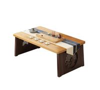 Japanese Floor Table - Foldable Bed Laptop Desk, Serving Tray for Breakfast in Bed, Antique Meditation Altar, Wood Tea & Coffee Table (80x40x30cm, B)
