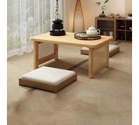 Japanese Floor Table Wooden Low Table Rattan Small Coffee Table Tea Table Low Coffee Table Easy to Assemble Large Size Japanese Floor Low Table for Living Room Tatami Office Tea Balcony