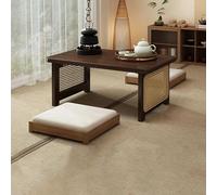 Japanese Floor Table Wooden Low Table Rattan Small Coffee Table Tea Table Low Coffee Table Easy to Assemble Large Size Japanese Floor Low Table for Living Room Tatami Office Tea Balcony