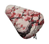 Japanese Floral Cherry Blossom Bike Seat Cover Waterproof Oxford Fabric, Universal Adjustable Bicycle Saddle Cover with Drawstring Easy Install Protective Rain Dust Covers for Women Men