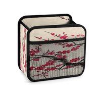 Japanese Floral Cherry Blossom Car Backseat Organizer with Clear Tablet Holder, Multi Pockets Waterproof Oxford Kick Mat Storage Bag, Universal Auto Seat Back Storage Caddy for Drinks Travel Essentia