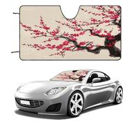Japanese Floral Cherry Blossom Car Windshield Sun Shade - Reflector Sunshade Offers Ultimate Protection for Car Interior, Cool Reflective Sun Blocker Fits Small Sedans, Mini SUVs 55"x30"