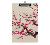 Japanese Floral Cherry Blossom Clipboard,Decorative Clip Board Acrylic Clipboards with Low Profile Metal Clip for Office,Teachers,Standard Letter Size 8.5x12.5