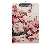 Japanese Floral Cherry Blossom Clipboard,Decorative Clip Board Acrylic Clipboards with Low Profile Metal Clip for Office,Teachers,Standard Letter Size 8.5x12.5