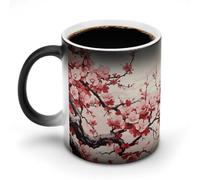 Japanese Floral Cherry Blossom Color Changing Mug 11 Oz Heat Changing Coffee Mugs Funny Magic Cup Heat Sensitive Ceramics Mug Novelty Coffee Cups Personalized Customized Gift Idea for Men & Women