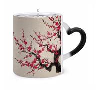 Japanese Floral Cherry Blossom Color Changing Mug Heat Changing Coffee Mugs Funny Magic Cup Heat Sensitive Travel Mug Novelty Coffee Cups Personalized Customized Gift Idea for Men & Women 11 Oz