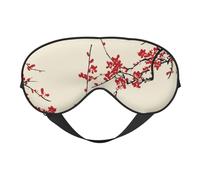 Japanese Floral Cherry Blossom Double-Sided Silk Sleep Mask, Adjustable Light Blocking Eye Mask for Travel, Men & Women, Soft Comfortable Blindfold 20x10cm