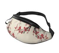 Japanese Floral Cherry Blossom Outdoor Sports Waist Bag & Casual Chest Pack, Adjustable Unisex Fanny Pack for Hiking/Running/Cycling