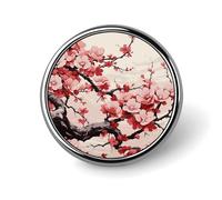 Japanese Floral Cherry Blossom Round Lapel Pins Backpack Pin Cute Brooch Decoration Brooches for Women Men Fashion Button Badges for Hat Backpacks Purses Jackets Shirt Suit