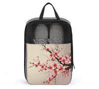 Japanese Floral Cherry Blossom Shoe Bag Travel Shoe Organizer Water-Resistant Shoe Pouch with Zipper Sneaker Dust Bag, gray, One Size, Modern