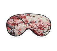 Japanese Floral Cherry Blossom Sleep Mask for Women Men, Soft Eye Mask with Adjustable Strap for Sleeping, Light Blocking Travel Blindfold for Nap Comfortable Eye Cover for Home Office