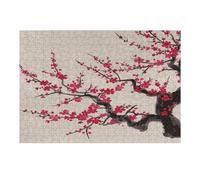 Japanese Floral Cherry Blossom Wooden Puzzle with Storage Box, Eco-Friendly Wooden Jigsaw Puzzle for Home Leisure, Stress Relief & Decoration 300 PCS
