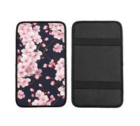 Japanese Flower Car Armrest Cushion Cherry Flower Waterproof Auto Center Console Pad Car Armrest Seat Box Cover Protector Universal Fit for Most Vehicle SUV