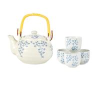 Japanese Flower Hana Shidare Tea Set 20 fl oz Teapot with 4 Cups White and Blue Color Tea Gift Set