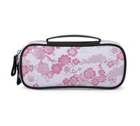 Japanese Flower Pattern Pencil Case with Handle, Large Capacity PU Leather Pencil Bag Office Organizer, Portable Cosmetic Bag for Travel, Home