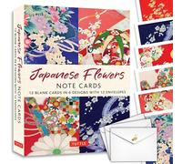 Japanese Flowers, 12 Note Cards: 12 Blank Cards in 6 Lovely Designs (2 each) with 12 Patterned Envelopes