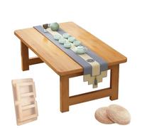 Japanese Foldable Coffee Table Solid Wood Low Table for Floor Seating Ideal for Living Room Bedroom Bay Window No Assembly Required (60x40x30cm/24x16x12in)