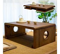 Japanese Foldable Coffee Table, Solid Wood Low Tea Table with Space-Saving Design for Meditation, Tea Ceremony, Living Room(90x50x35cm/36x20x14in)