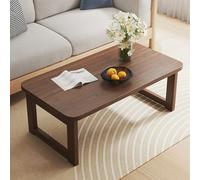 Japanese Folding Coffee Table for Living Room, No Assembly Low Dining Table, Compact Foldable Design, Walnut Brown, Space-Saving 100x50x40cm, Modern Home Furniture