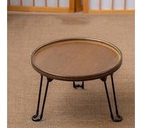 Japanese Folding Coffee Table, Round Small Table for Balconies & Living Rooms, Simple Rustic Design, Compact & Portable, Brown 35x35x52cm/14x14x20in