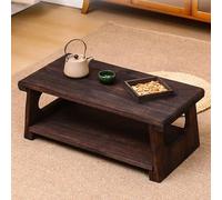 Japanese Folding Coffee TableLow Portable Wood Floor Table for Living Room Tea Room Dining BedroomCarbonized Color 60x30x22cmIdeal for Sitting on the Floor