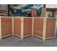 Japanese Folding Room Divider - 5 Panel Wood Partition Screen 3.3ft Tall Privacy Divider for Home Office Hallway - Freestanding Wall Decor Space Separation Solution