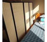 Japanese Folding Room Divider 6 Ft Tall, 4 Panel Freestanding Separator with Wood Bracket & Base for Home Office Privacy Solutions