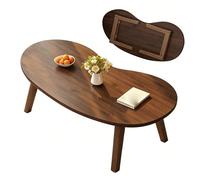 Japanese Folding Table, Floor Low Coffee Table, 0.6" Thick, Cashew Shape, for Sitting on the Floor Tatami Bedroom Tearoom(Brown,120cm/47in)
