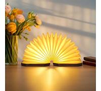 Japanese Folding Wooden Book Lamp - Rechargeable, 1200mAh, 2 Colors, Novelty Gift & Library Decor