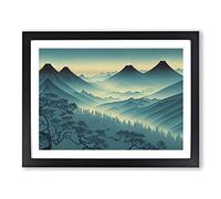 Japanese Forest Mountains Vol.3 Framed Print | A4 Black Framed Wall Art | Ready to Hang | Asian Landscape Picture | Living Room Bedroom Lounge Office