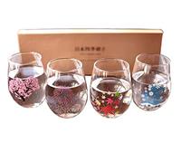 Japanese Four Seasons Color Changing Glass Cup Set, Magical Blooming Multi-purpose Glasses - Cherry Blossom, Fireworks, Autumn Leaves, Snowflakes .