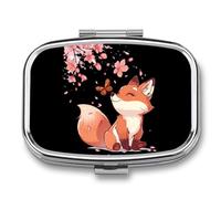 Japanese Fox Cherry Flower Trees Travel Pill Box Portable Pill Organizer Medical Box Pill Case Pill Container for Men Women