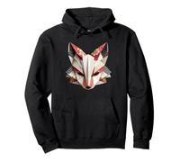 Japanese Fox Mask Kitsune Inari Yokai Origami Style Pullover Hoodie