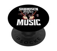 Japanese Fox Musician Orchestra The Bacon Shamisen PopSockets Adhesive PopGrip
