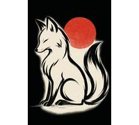 Japanese Fox Notebook - Kitsune Journal with Red Sun, Symbol of Wisdom and Mystery: 120 Lined Pages, 6x9, Minimalist Japanese Art, Sumi-e Inspired
