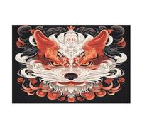 Japanese Fox Pattern Wooden Jigsaw Puzzles 1000 Pieces Family Activity Puzzle Educational Games for Adults And Kids Age 12 Years Up （75×50cm）